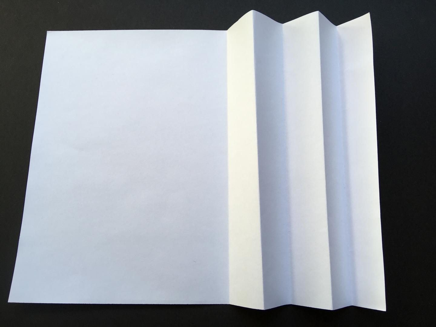 Pleat one piece of A4 paper